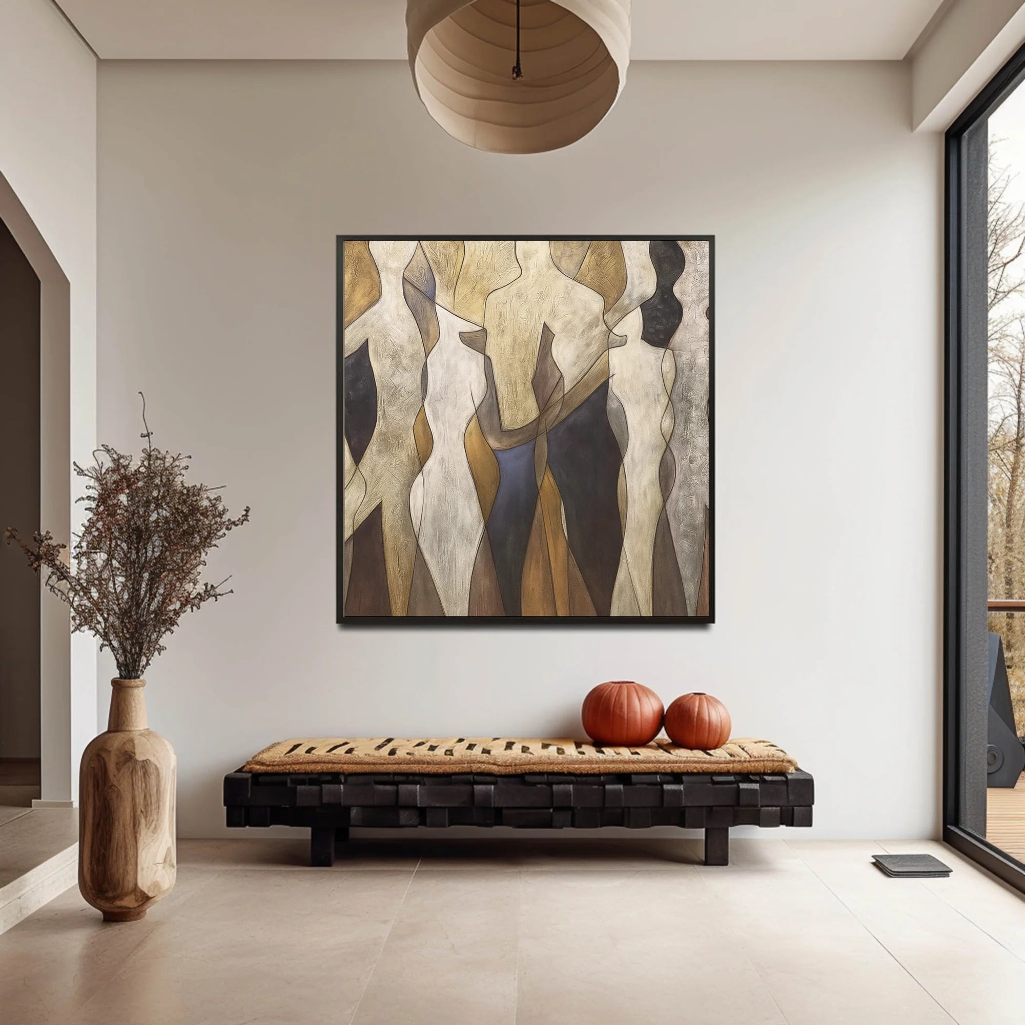 Plaster Textured Organic Column Wall Art