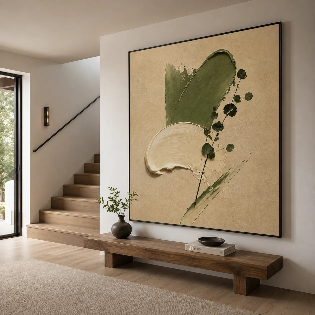 Plaster Textured Sage Swipe Wall Art