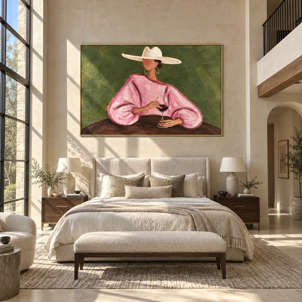 Textured Woman with Wine Wall Art