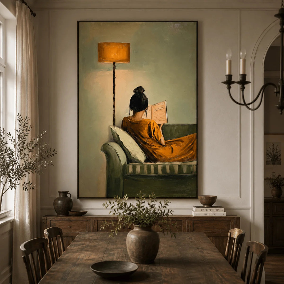 Reading Woman in Orange Wall Art