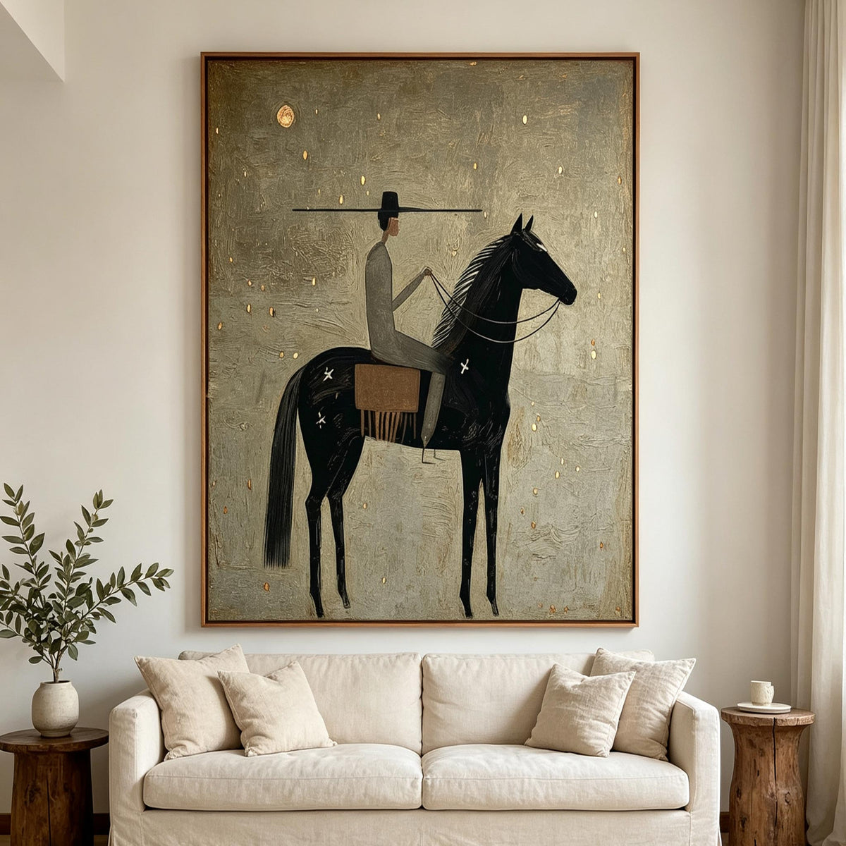 Textured Moonlit Rider Wall Art