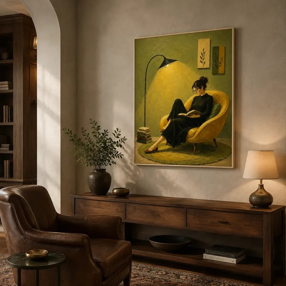 Textured Reading Woman Wall Art