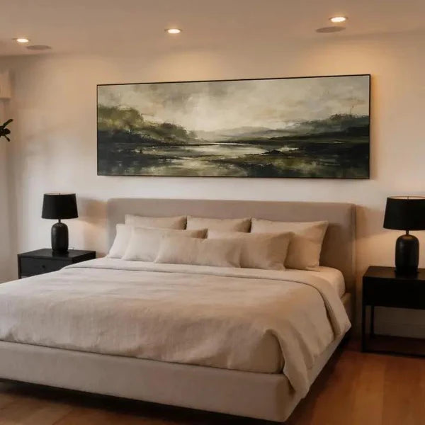 Hazy Mountain Lake Wall Art