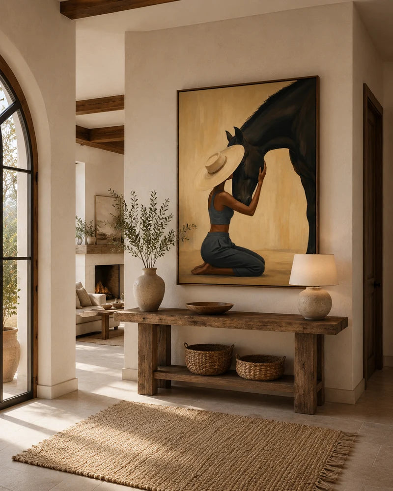 Textured Woman with Horse Wall Art