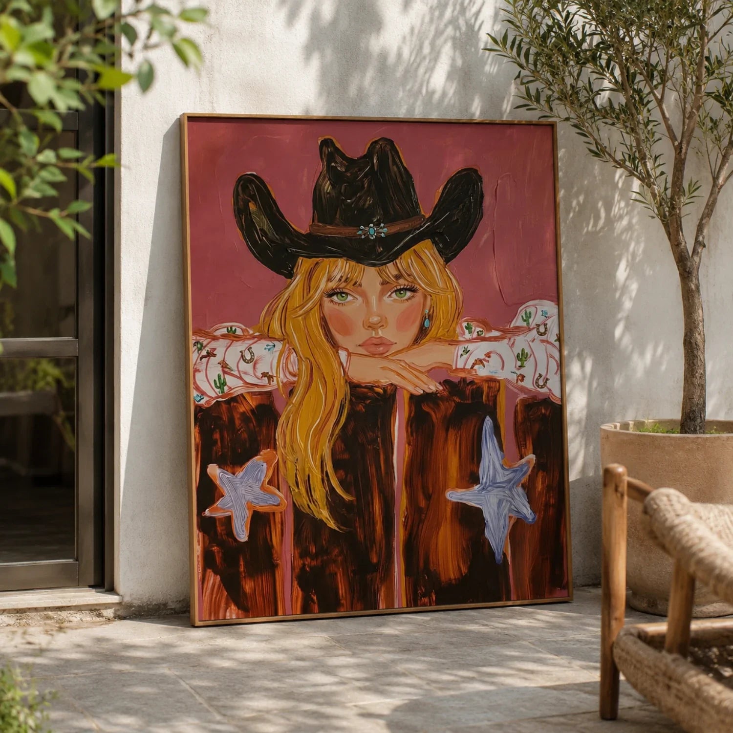 Starry Cowgirl Portrait Wall Art