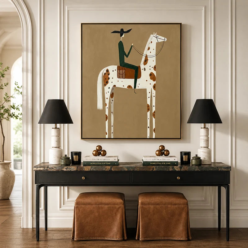 Minimalist Spotted Horse Rider Wall Art