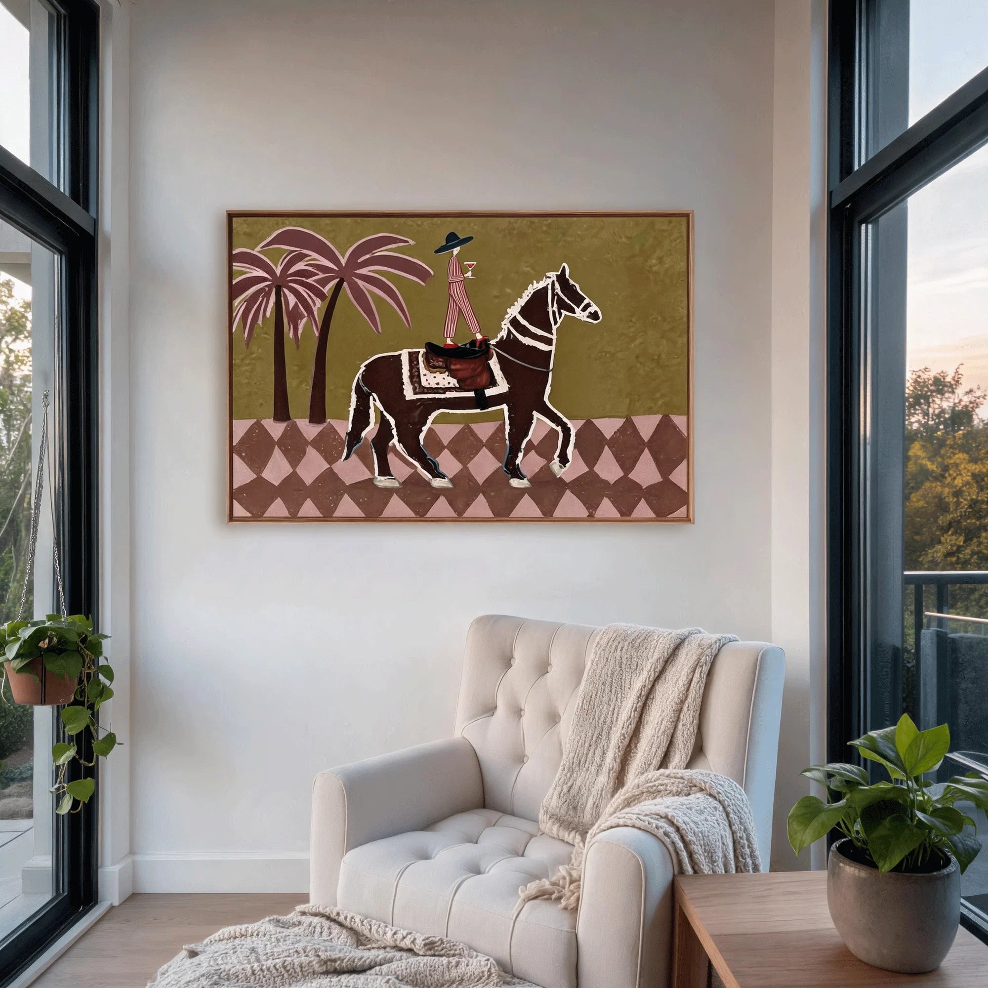 Palm Tree Horse Rider Wall Art