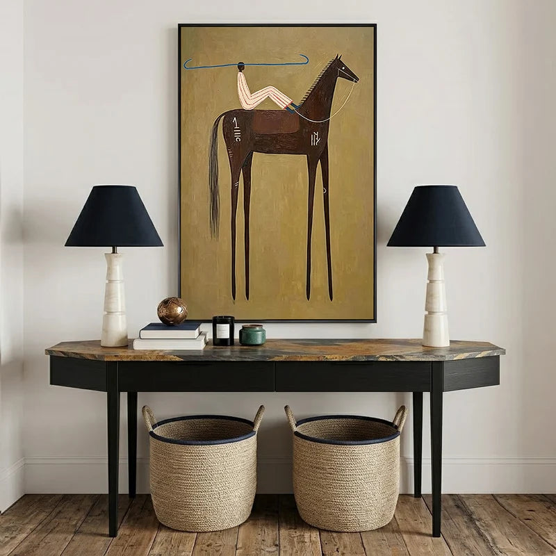 Folk Art Brown Horse Rider Wall Art
