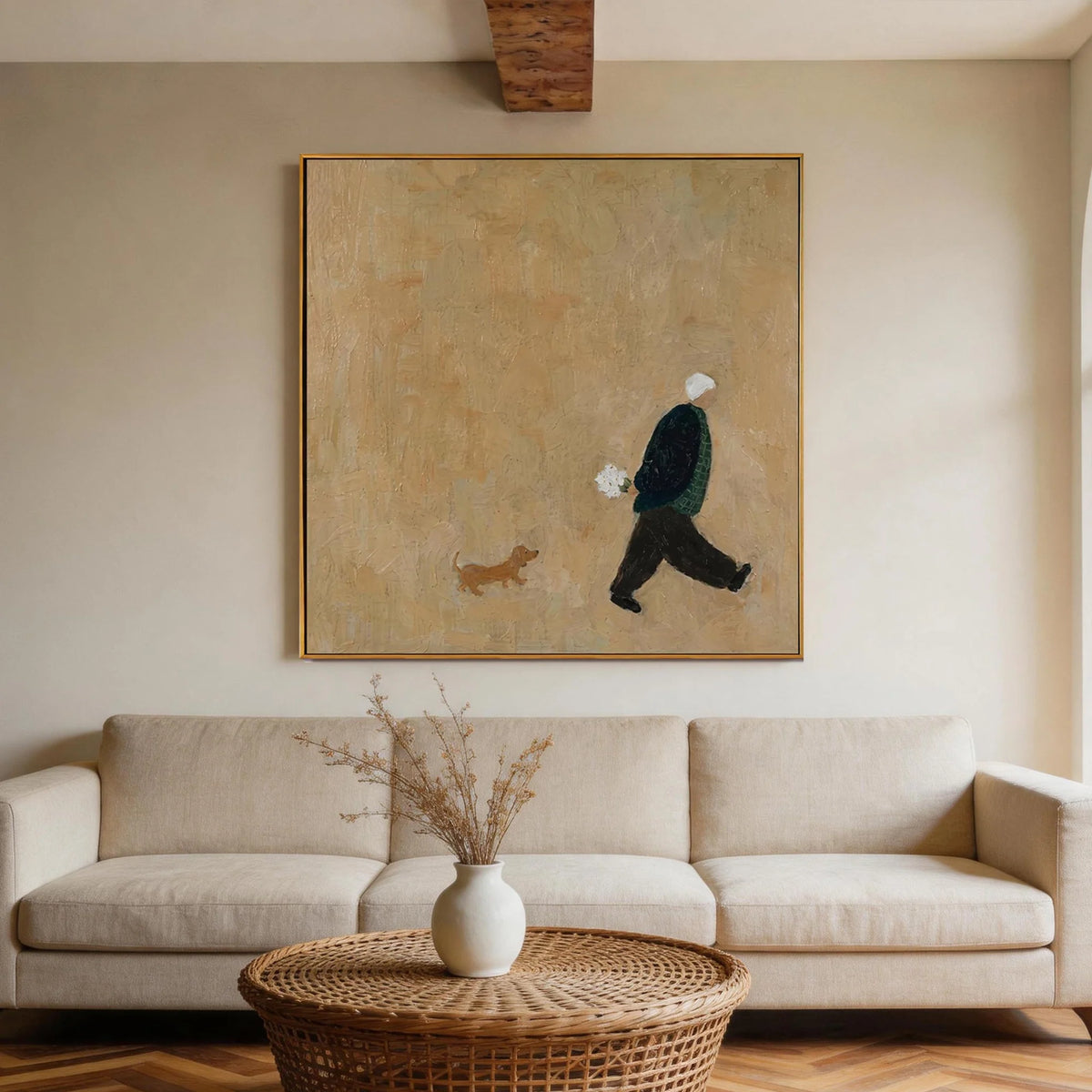 Textured Man with Flowers Wall Art