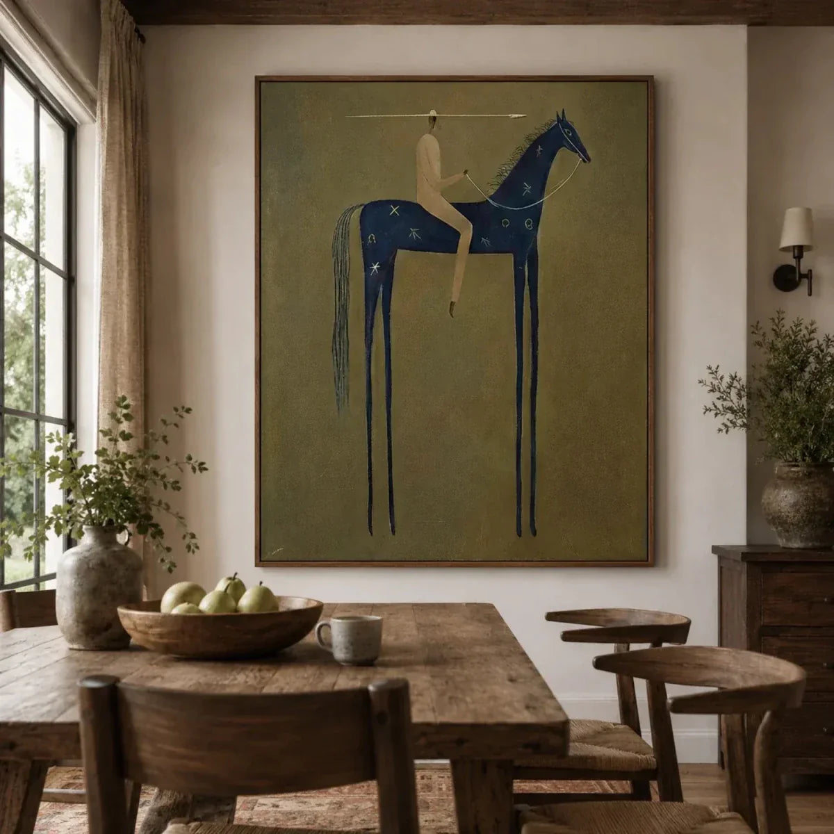 Naive Art Celestial Horse Rider Wall Art