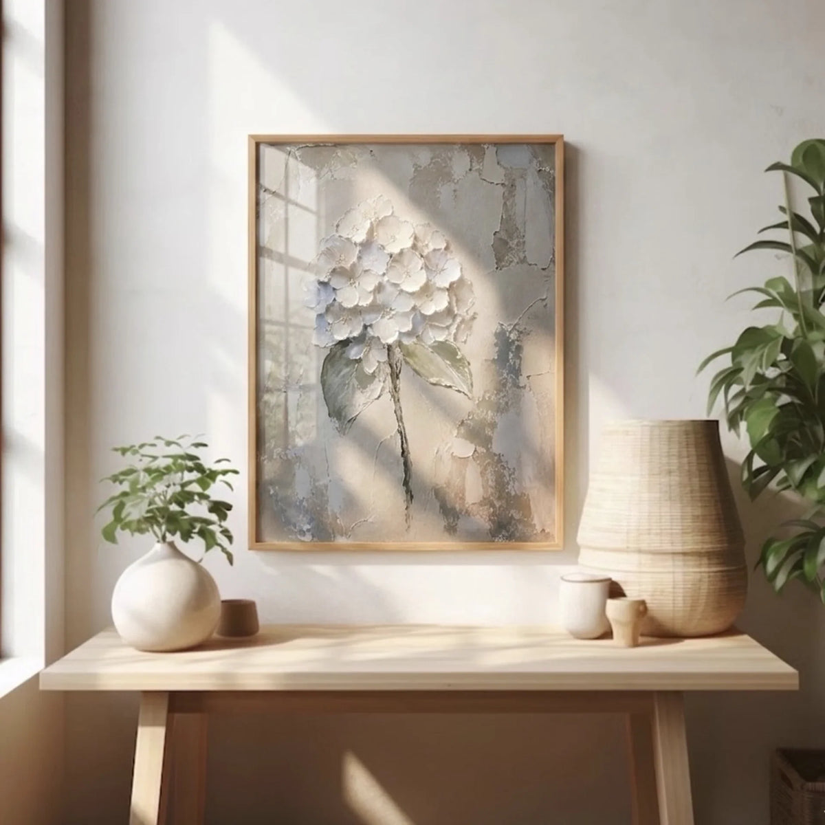 Sculptural White Hydrangea Wall Art