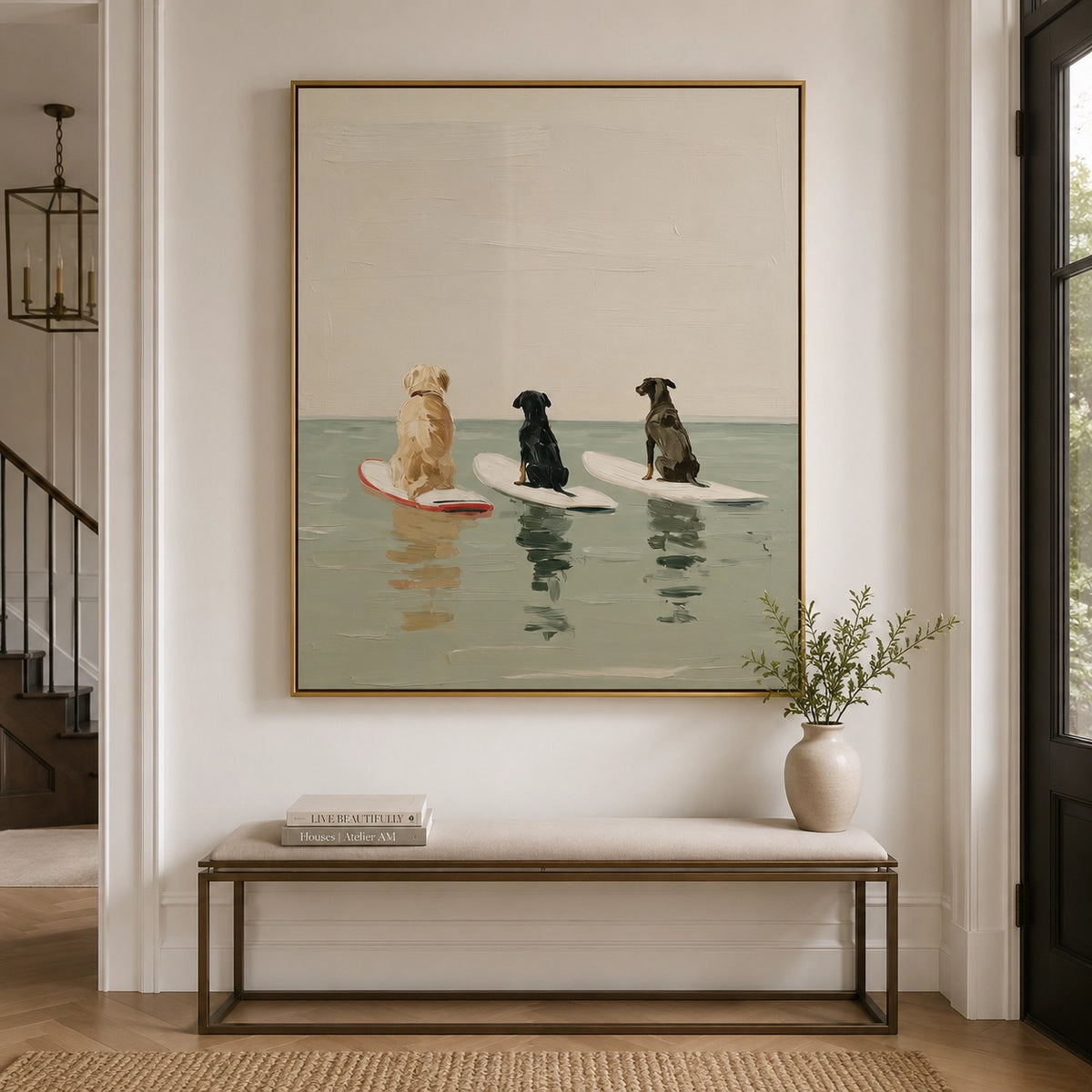 Textured Surfing Dogs Wall Art