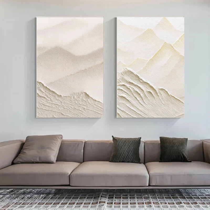 3D Textured Mountain Wave Wall Art Set of 2