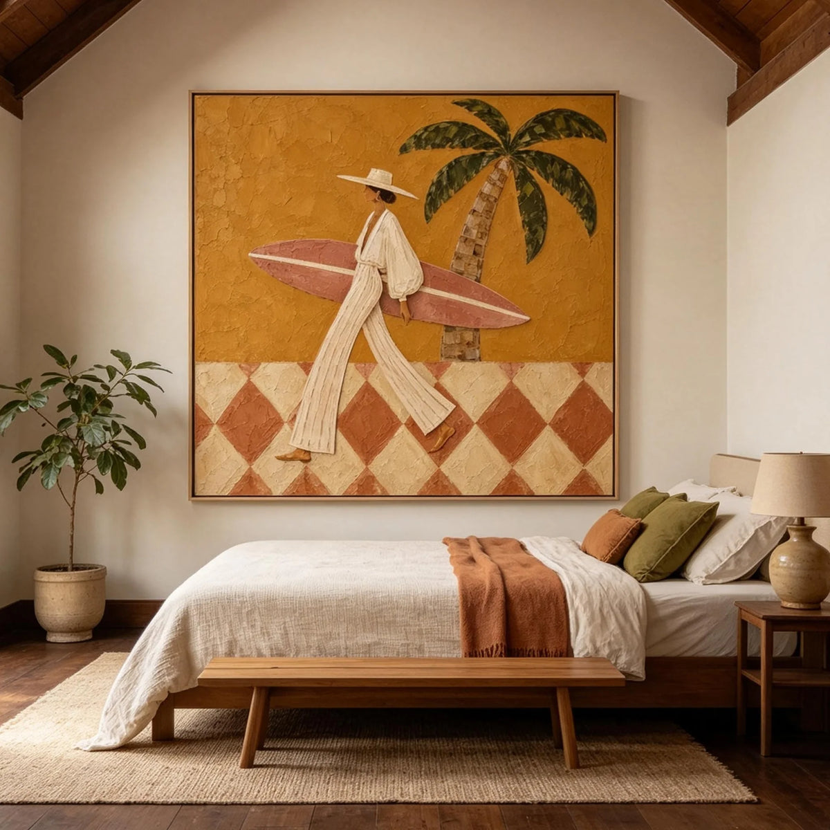Minimalist Palm Surfer Wall Art