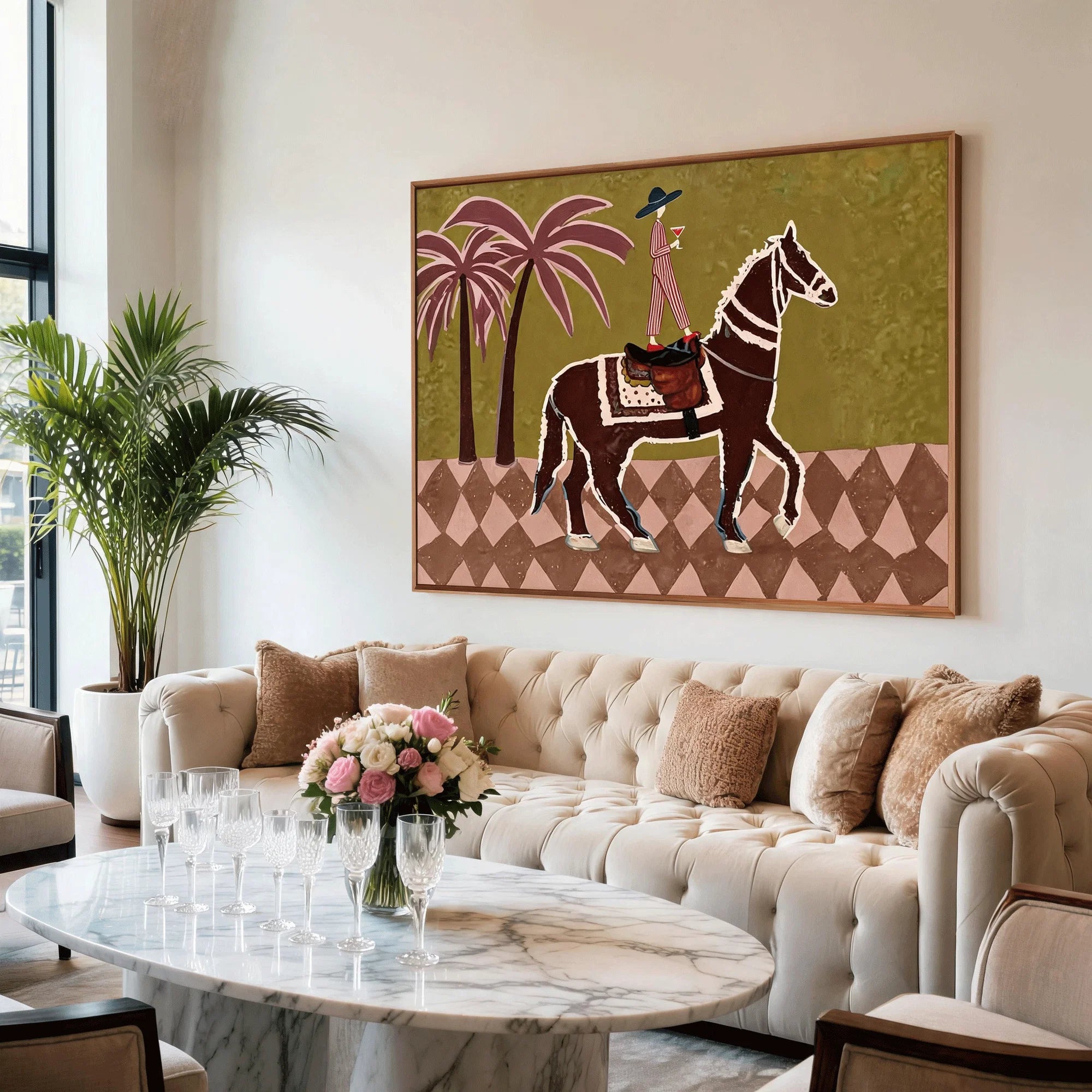 Palm Tree Horse Rider Wall Art