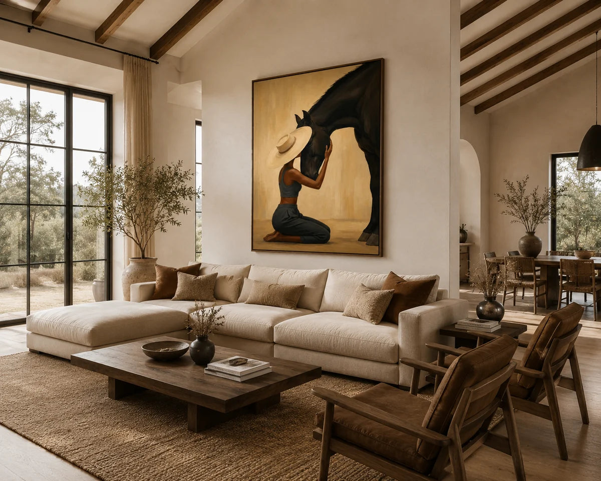 Textured Woman with Horse Wall Art