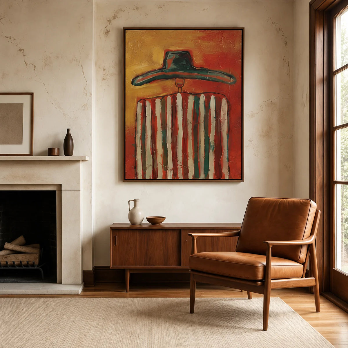 Textured Wide Brim Silhouette Wall Art