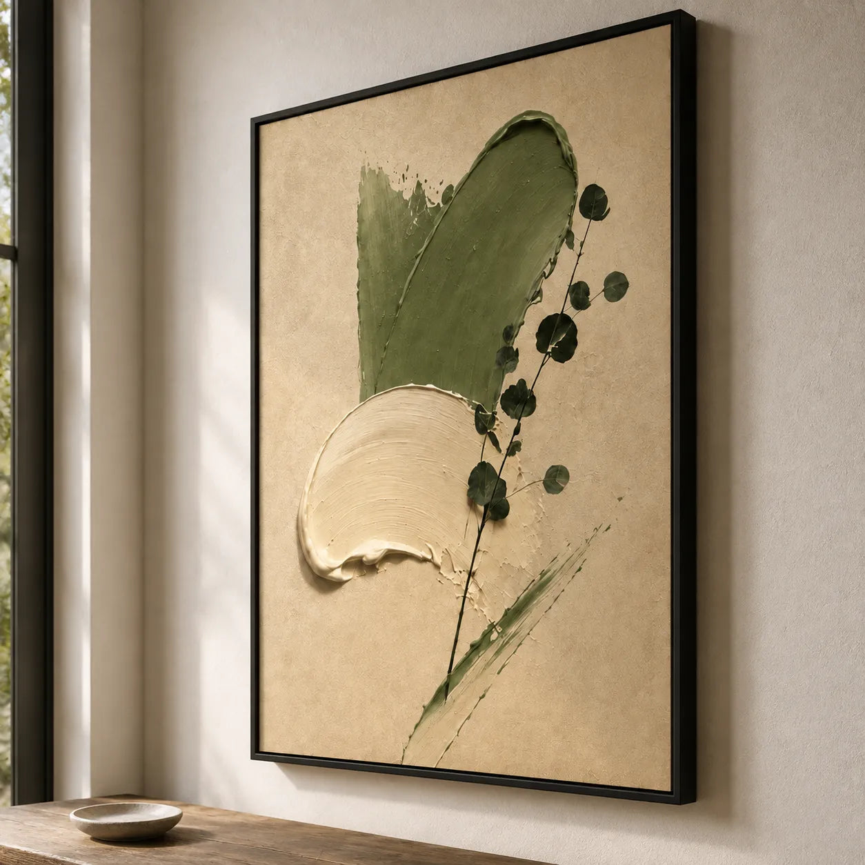 Plaster Textured Sage Swipe Wall Art