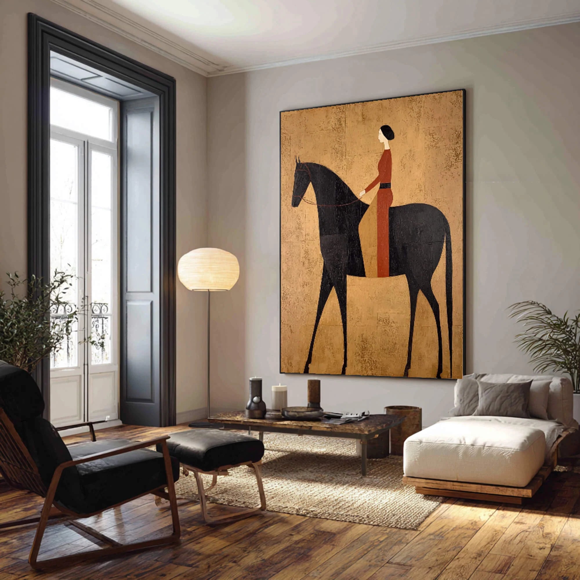 Rust Red Rider Silhouette Wall Art