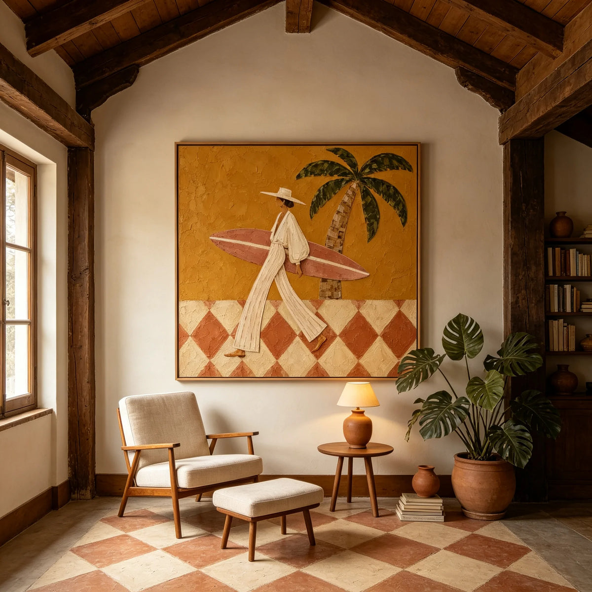 Minimalist Palm Surfer Wall Art