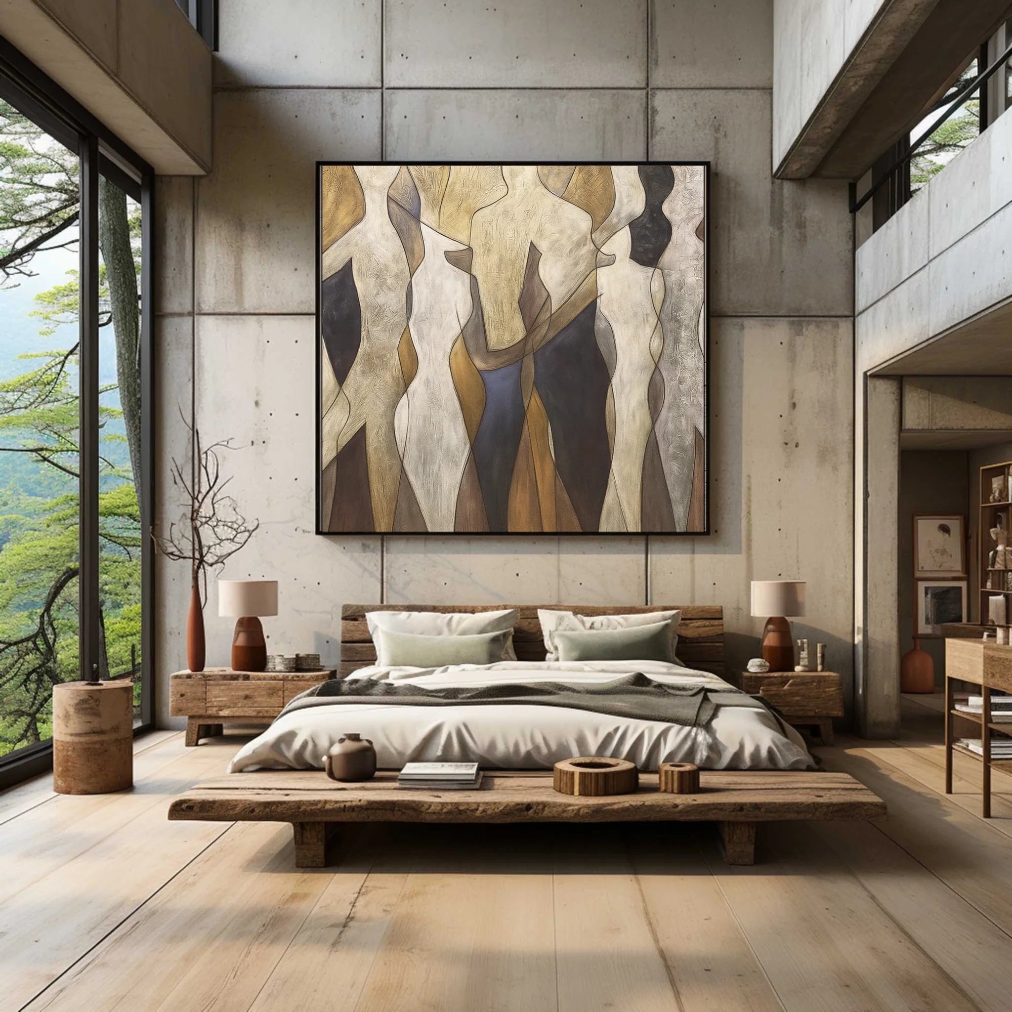 Plaster Textured Organic Column Wall Art
