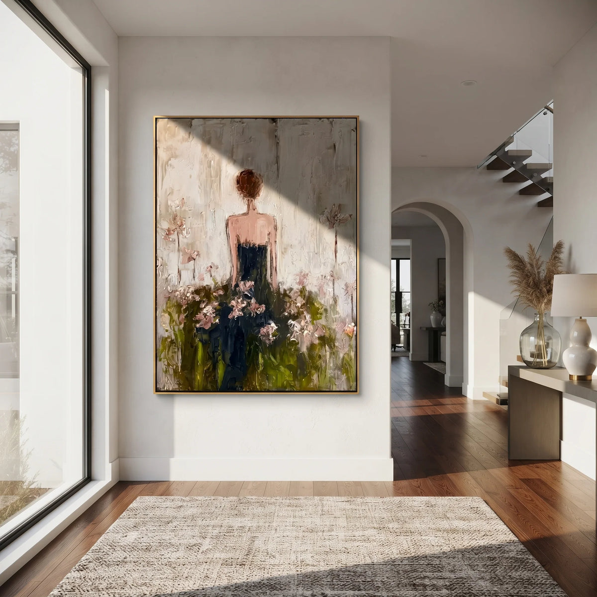 Textured Floral Dress Woman Wall Art