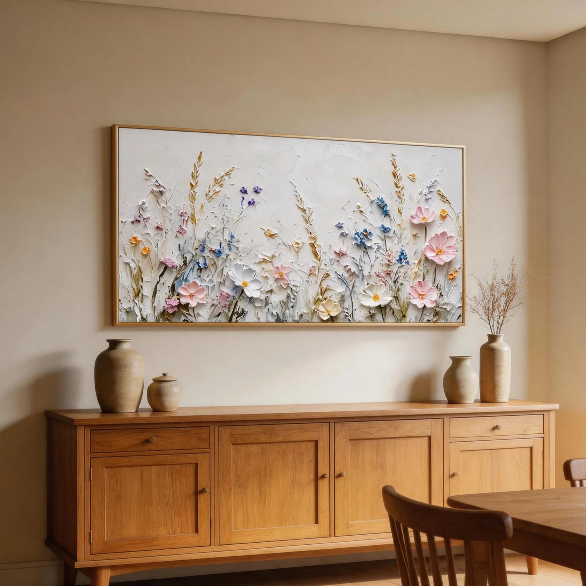 3D Textured Wildflower Meadow Wall Art