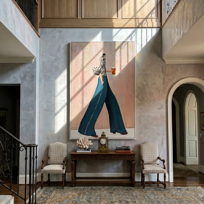 Minimalist Teal Trousers Woman Wall Art