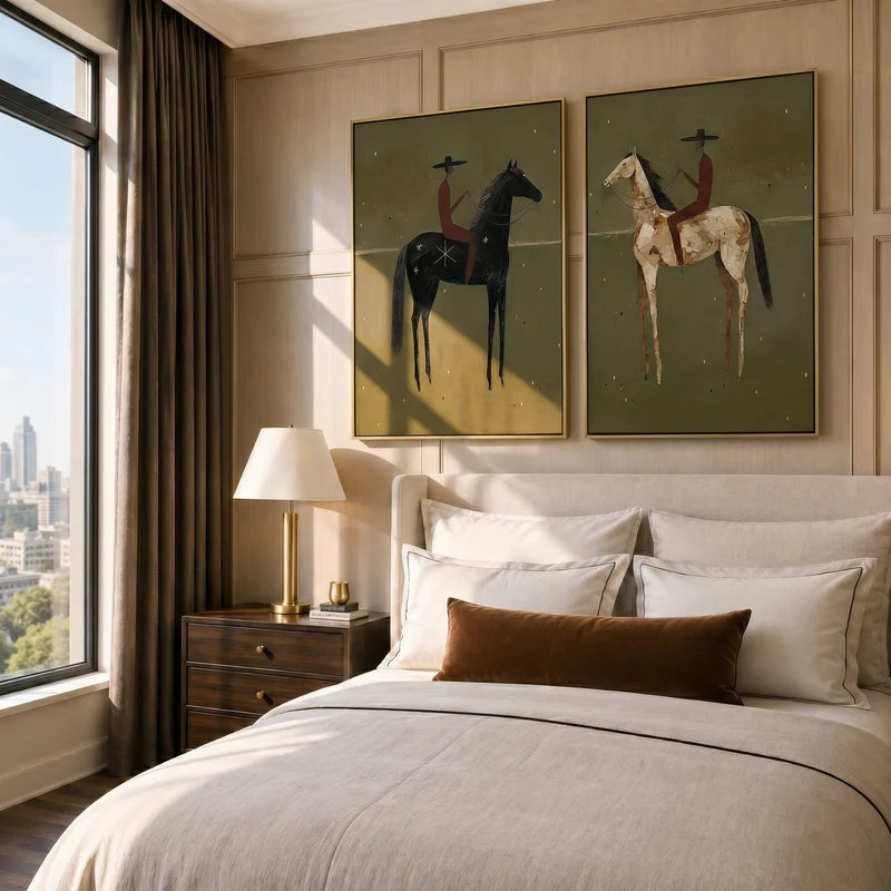 Geometric Western Riders Wall Art Set of 2