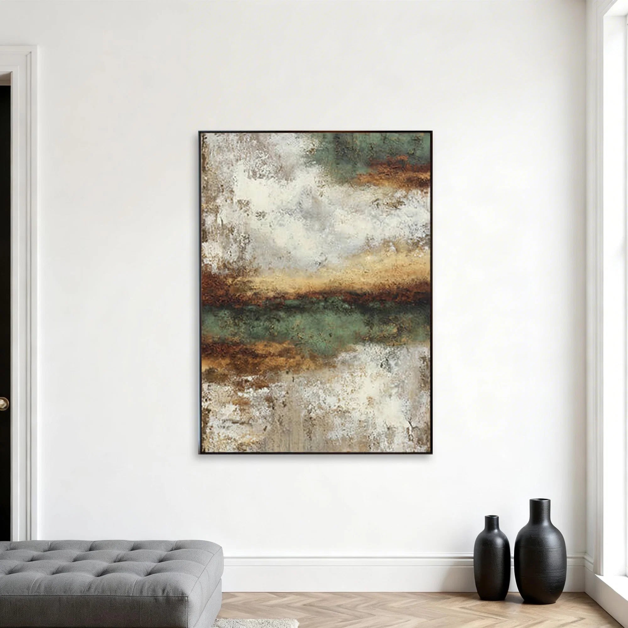 Plaster Textured Rust Horizon Wall Art