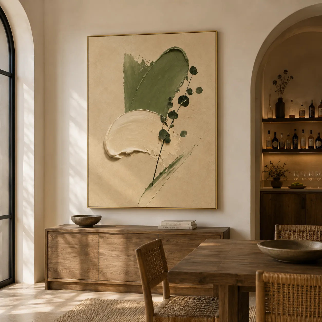 Plaster Textured Sage Swipe Wall Art