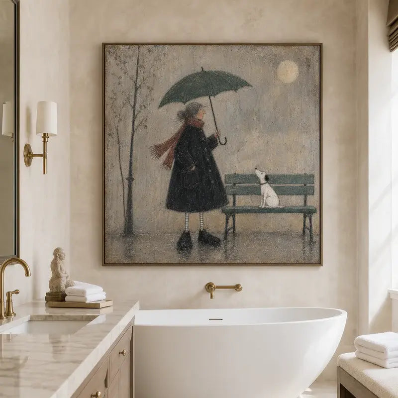 Winter Rain Bench Companion Wall Art