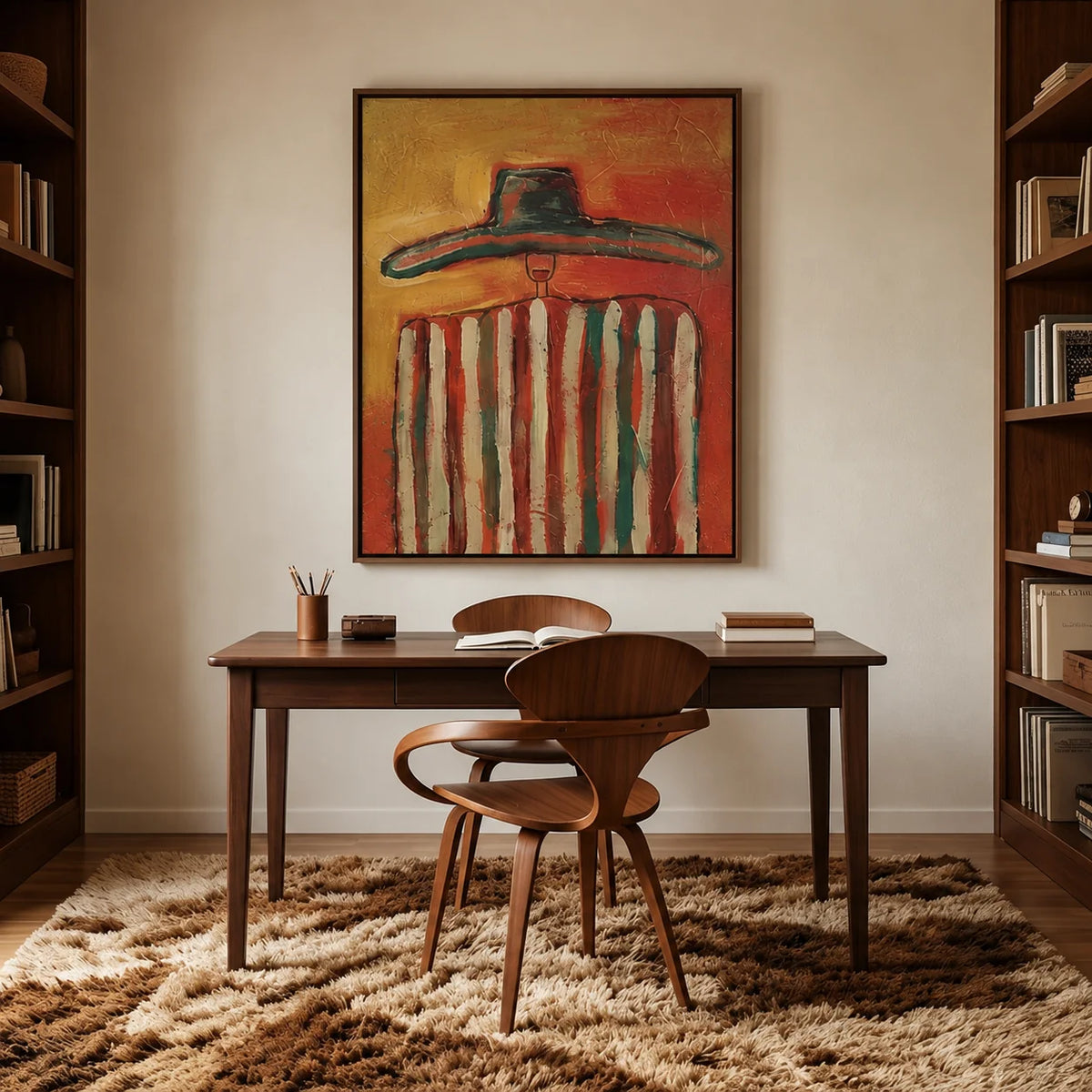 Textured Wide Brim Silhouette Wall Art