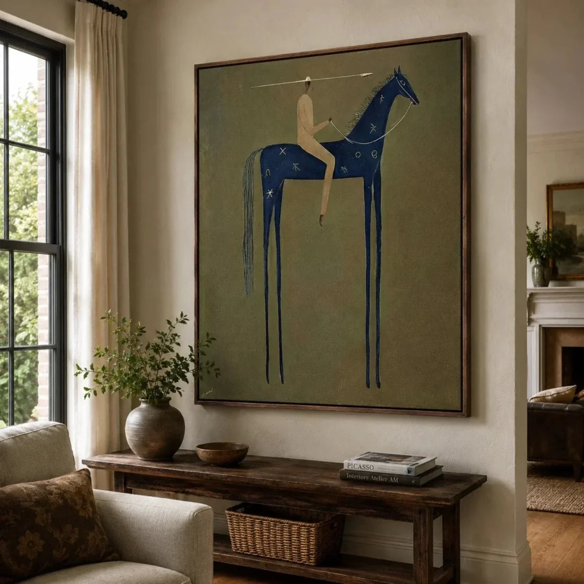Naive Art Celestial Horse Rider Wall Art