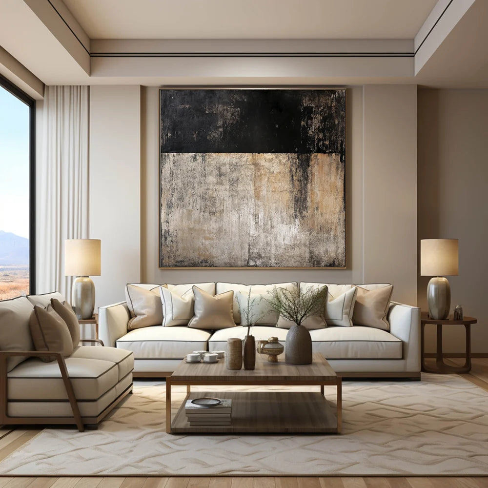 Plaster Textured Horizon Block Wall Art