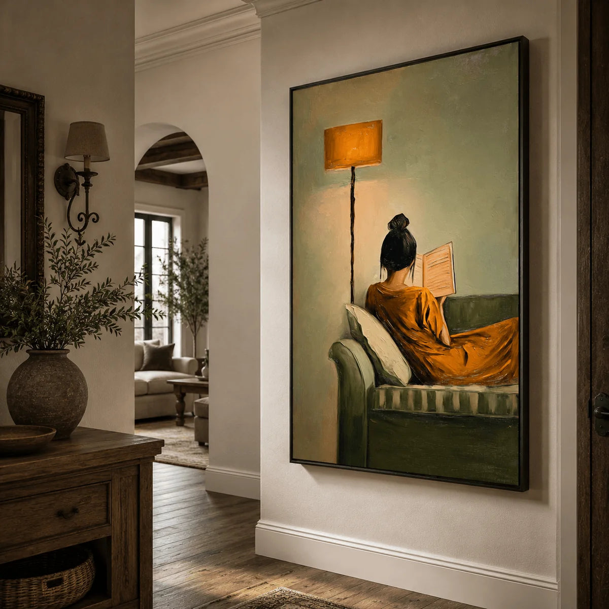 Reading Woman in Orange Wall Art