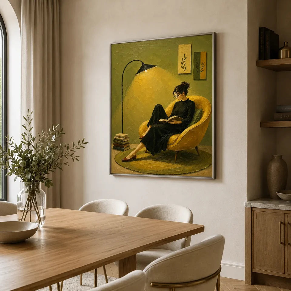 Textured Reading Woman Wall Art