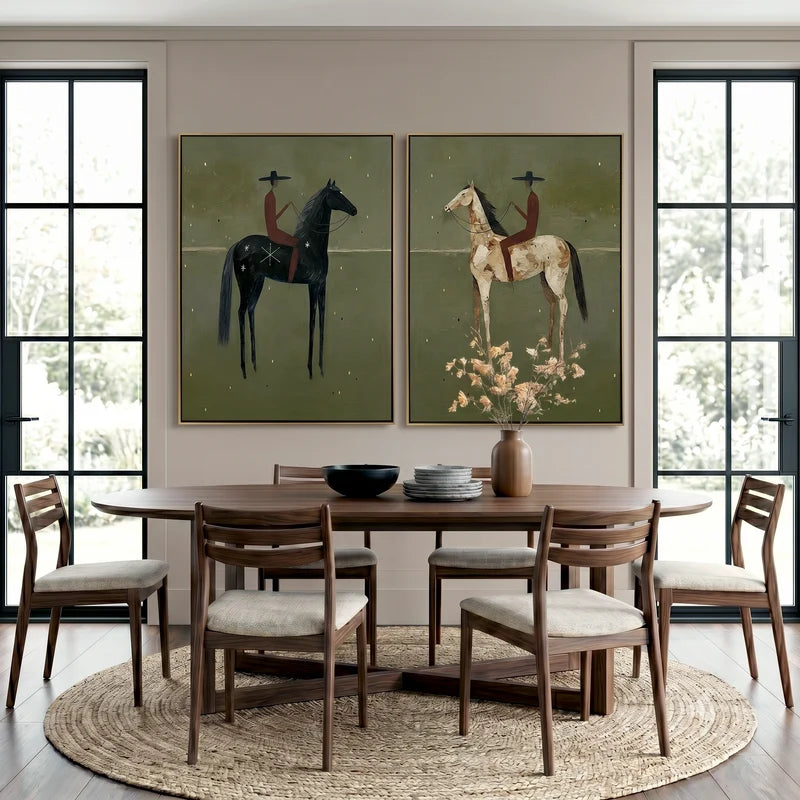 Geometric Western Riders Wall Art Set of 2
