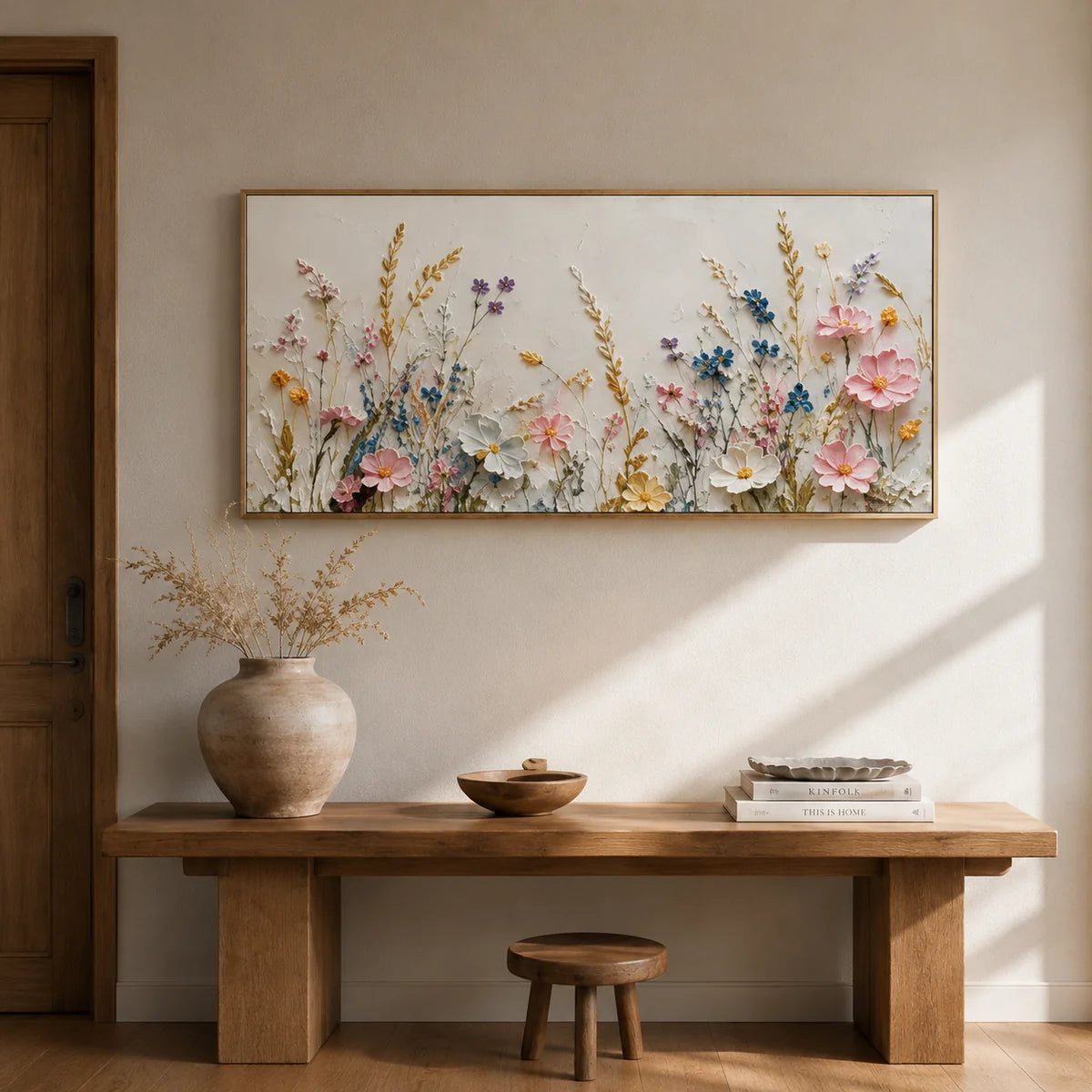 3D Textured Wildflower Meadow Wall Art