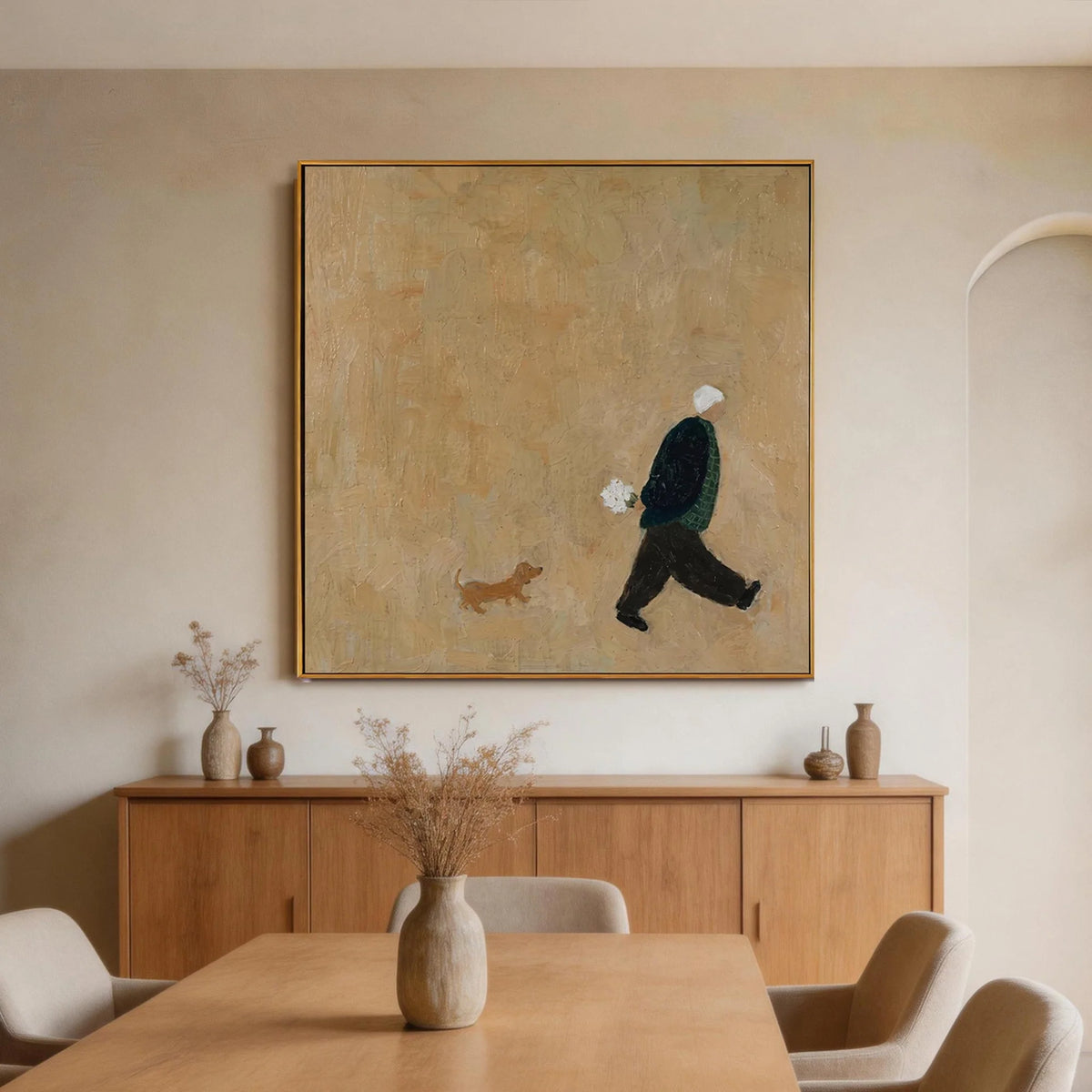 Textured Man with Flowers Wall Art
