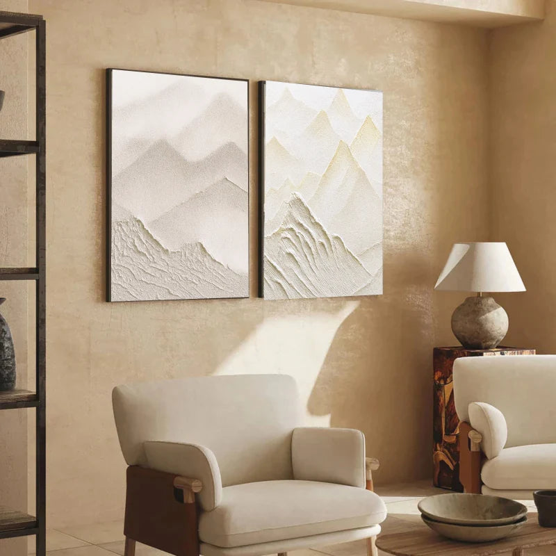 3D Textured Mountain Wave Wall Art Set of 2