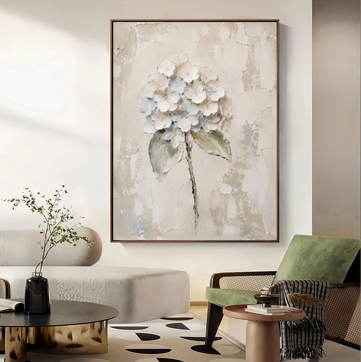 Sculptural White Hydrangea Wall Art