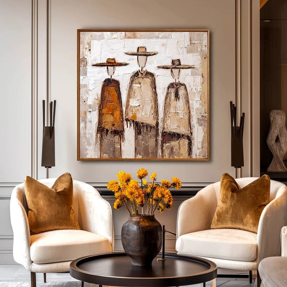 Impasto Trio in Hats Wall Art