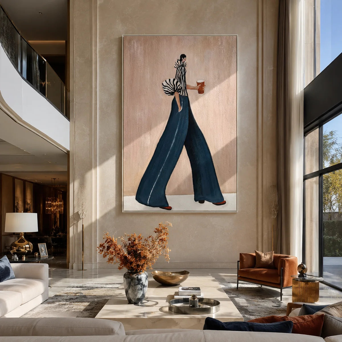 Minimalist Teal Trousers Woman Wall Art