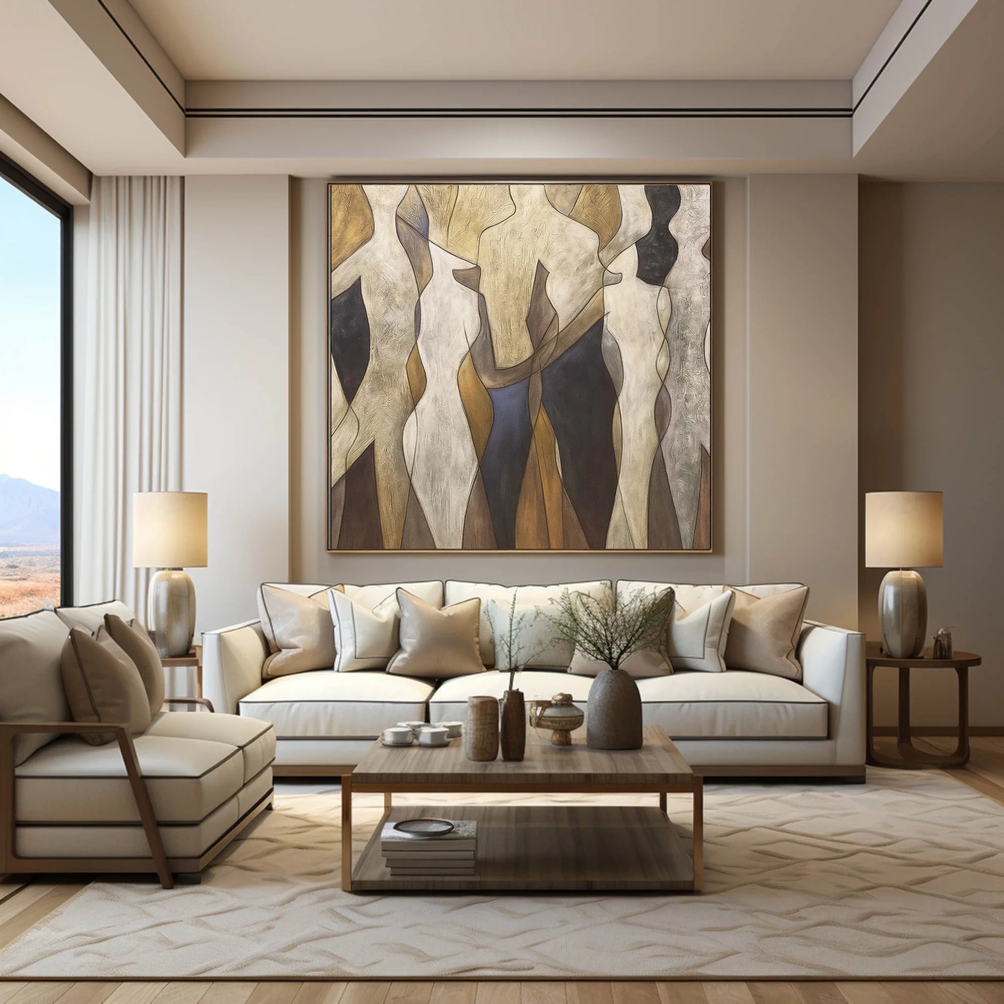Plaster Textured Organic Column Wall Art