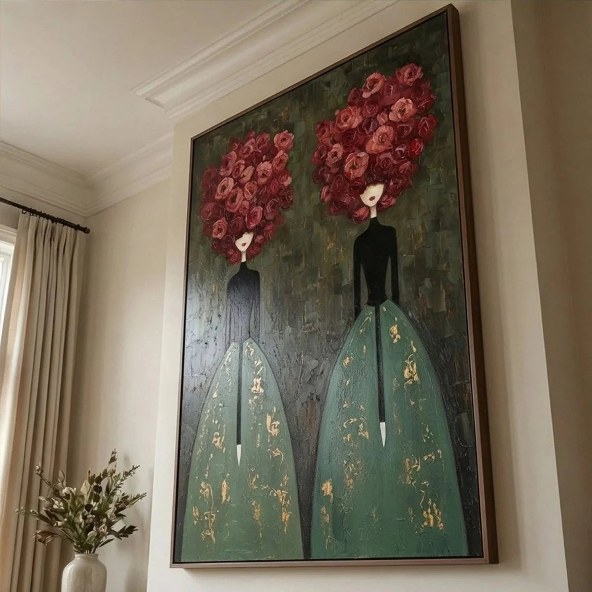 Textured Rose-Head Twins Wall Art
