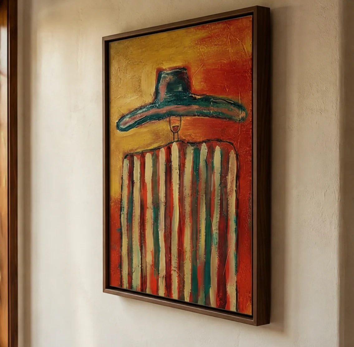 Textured Wide Brim Silhouette Wall Art