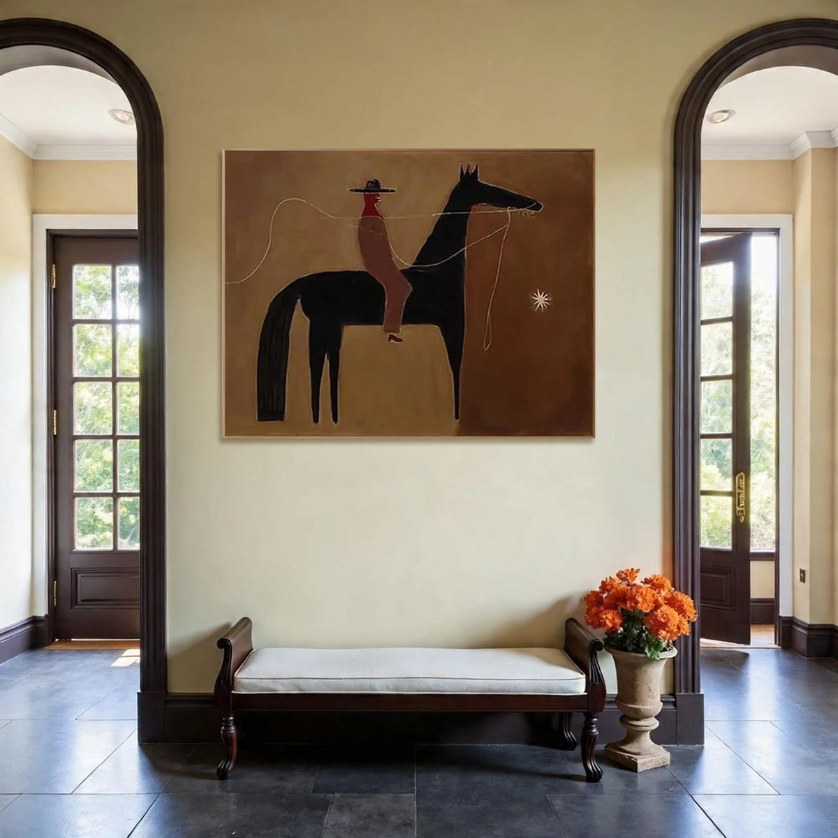 Minimalist Black Horse Rider Wall Art