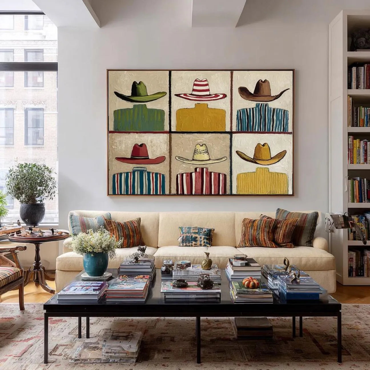 Bold Color-Block Cowboy Hats Wall Art