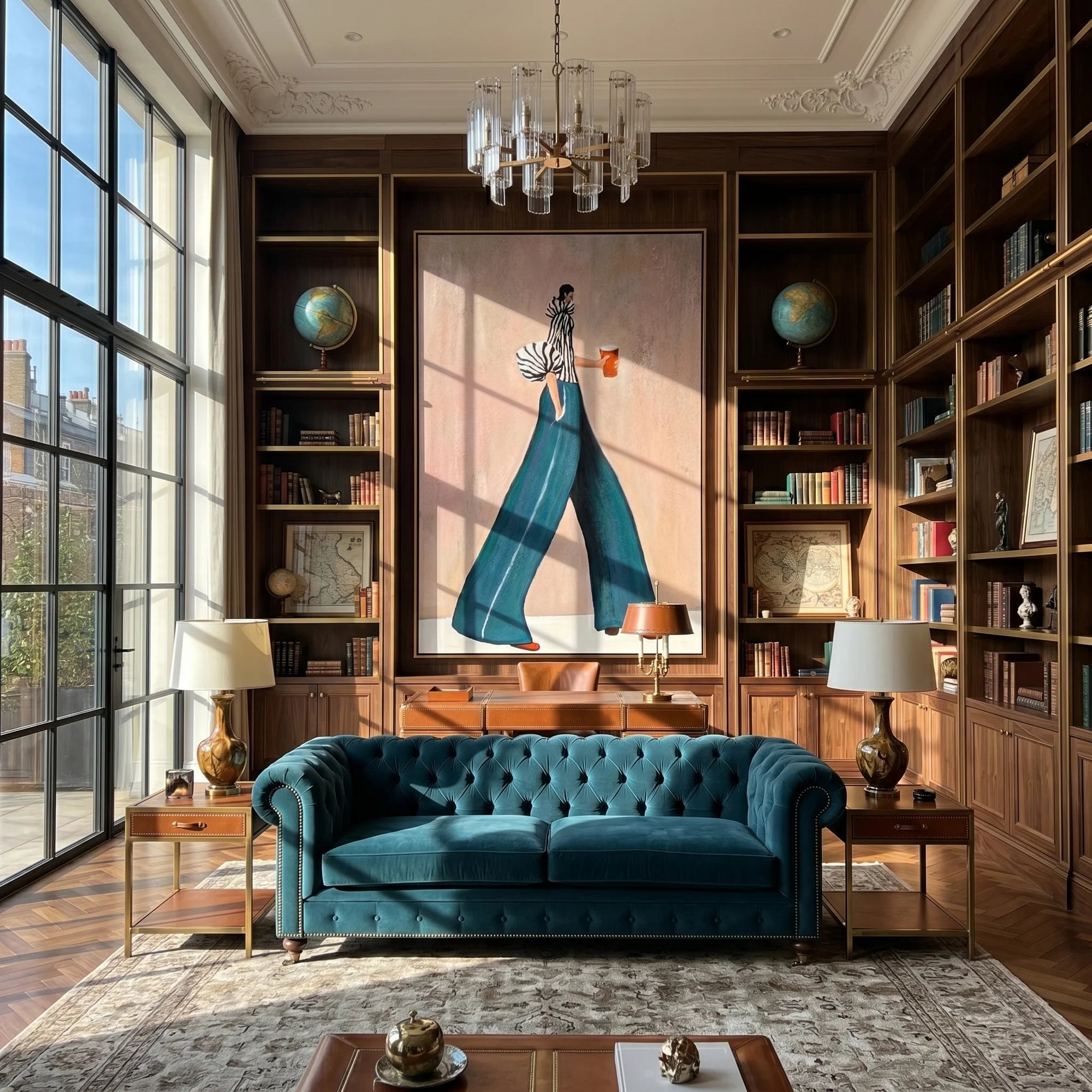 Minimalist Teal Trousers Woman Wall Art